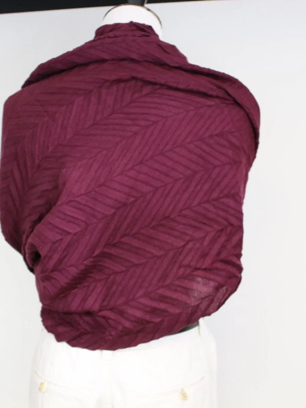 100% Cashmere Wrap Shawl Maroon Lightweight Evening‎ Wedding Fringe